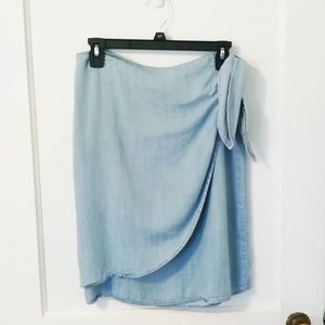 Soft Chambray Wraparound Skirt